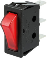 Wippschalter, rot, 1-polig, Ein-Aus, Ausschalter, 16 (4) A/250 VAC, beleuchtet,