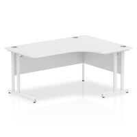 Impulse 1600mm Right Crescent Desk White Top White Cantilever Leg MI002393