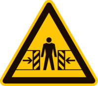 Sicherheitskennzeichnung - Warnung vor Quetschgefahr, Gelb/Schwarz, 31.5 cm