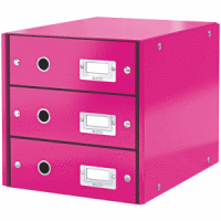 Schubladenbox 3 Fächer Karton pink