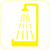 Piktogramm - Dusche, Gelb, 10 x 10 cm, PVC-Folie, Selbstklebend, Weiß, Symbol
