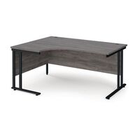 Traditional ergonomic desks - delivered and installed - black frame, grey oak top, left hand, 1600mm