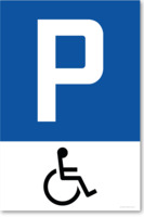 Rollstuhl, Parkplatzschild, 20 x 30 cm, aus Alu-Verbund, mit UV-Schutz