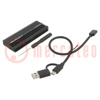 Hard discs housing: M.2; USB 3.1 Gen 2; aluminium; PnP; black