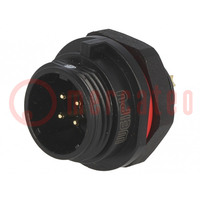 Socket; SP13; male; PIN: 4; IP68; 5A; soldering; for panel mounting