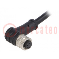 Connector: M8; female; PIN: 4; angled; plug; 3A; IP67; 30V; 1m; PVC