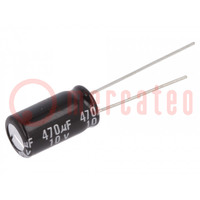 Kondensator: elektrolityczny; THT; 470uF; 10VDC; Ø8x15mm; ±20%