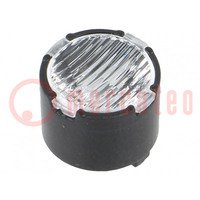 Lente per LED; rotondo; plexiglass PMMA; trasparente; 18÷48°