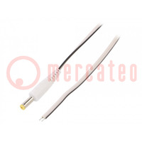 Cable; 2x0.5mm2; wires,DC 4,8/1,7 plug; straight; white; 1.5m