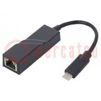 Anschluss: Adapter; USB 3.1; schwarz; RJ45-Buchse,USB C-Stecker