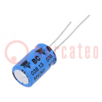 Capacitor: electrolytic; THT; 1mF; 16VDC; Ø10x16mm; Pitch: 5mm; ±20%