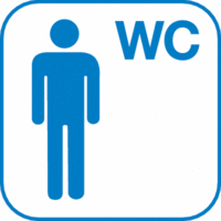 Piktogramm - Herren, WC, Blau, 10 x 10 cm, PVC-Folie, Selbstklebend, Weiß