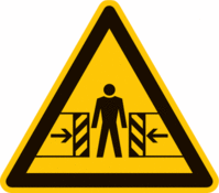 Sicherheitskennzeichnung - Warnung vor Quetschgefahr, Gelb/Schwarz, 31.5 cm