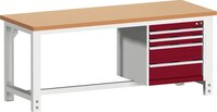 Produktbild - cubio Werkbank mit Hängeschrank, 4 Schubladen, Rotbuche, höhenverstellbar