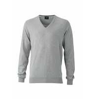 James & Nicholson Men's Pullover mit Seide/Kaschmir-Anteil Gr. S light-grey-melange
