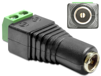 DeLOCK 65421 tussenstuk voor kabels DC 2.1 x 5.5 mm 2p Zwart, Groen, Zilver