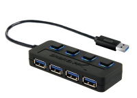 Sabrent 4-PORT USB 3.0 HUB WITH POWER ADAPTER USB 3.2 Gen 1 (3.1 Gen 1) Type-A 5000 Mbit/s Black