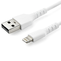 StarTech.com 6 foot (2m) Durable White USB-A to Lightning Cable - Heavy Duty Rugged Aramid Fiber USB Type A to Lightning Charger/Sync Power Cord - Apple MFi Certified iPad/iPhon...