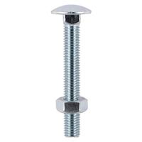 TIMco M6 x 50mm Carriage Bolt With Hex Nuts - Zinc Qty 200