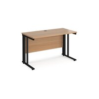 Maestro 25 straight desk 1200mm x 600mm - black cable managed leg frame and beec