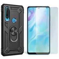 NALIA Case + Screen Protector compatible with Huawei P30 Lite, 9H Tempered Glass & 360 Degree Rotating Ring Cover, for Magnetic Car Mount, Hardcase & Silicone Bumper Back Skin S...