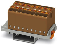 Verteilerblock, Push-in-Anschluss, 0,14-4,0 mm², 18-polig, 24 A, 8 kV, braun, 32