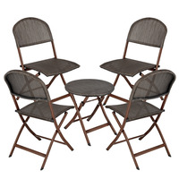 Outdoor Bistro-Set Romalia 5-tlg.; Sitz anthrazit, Gestell braun