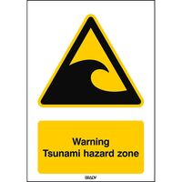 ISO Safety Sign - Warning , Tsunami hazard zone ,