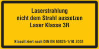 Kennzeichnung für Laserklassen - Gelb/Schwarz, 10 x 20 cm, Folie, Text