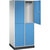 Armario guardarropa de acero de dos pisos INTRO, A x P 820 x 600 mm, 4 compartimentos, cuerpo gris luminoso, puertas en azul luminoso.