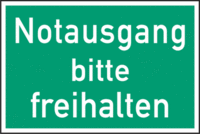 Fluchtweg-Schild - Notausgang bitte freihalten, Grün, 20 x 30 cm, Kunststoff