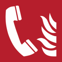 Brandschutzschild - Brandmeldetelefon, Rot, 15 x 15 cm, Folie, Selbstklebend