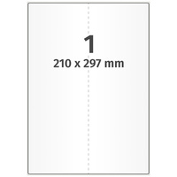 Wetterfeste Folienetiketten 210 x 297 mm, weiß, 100 Polyesteretiketten auf 100 DIN A4 Bogen, Universaletiketten permanent, Trägerschlitzung