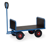 fetra® Handwagen, Ladefläche 1000 x 600 mm, Siebdruckplatte, 2 Stirnwände, Lufträder