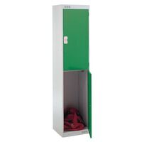 Coloured door lockers with standard top, 2 green doors, 300 x 300mm