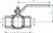 Zeichnung: DVGW-Kugelhahn mit Standardgriff