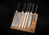 Le Set Complet : 6 couteaux (couteau d'office + santoku + gyuto + filet de sole + couteau à pain + hachoir)