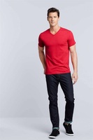 Póló (Gildan Premium cotton) felnőtt v-nyakú férfi, cornsilk, S