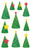 Weihnachtssticker, Folie, Weihnachtsbaum, gelb, grün, rot, metallfarben, 10 Aufkleber