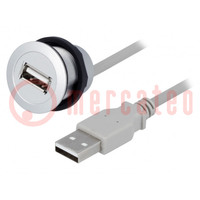 USB-aansluiting; 22mm; har-port; -25÷70°C; Ø22,3mm; IP20; zilver