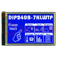 Pantalla: LCD; gráfico; 240x128; STN Negative; azul; 113x70mm; LED