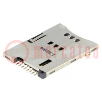 Connector: for cards; SIM; push-push; SMT; gold-plated; 500mA