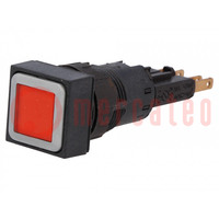 Switch: push-button; 16mm; Stabl.pos: 2; red; filament lamp; 24VDC