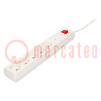 Plug socket strip: protective; Sockets: 5; 230VAC; 10A; white