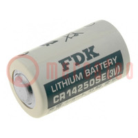 Battery: lithium; 3V; 1/2AA; 850mAh; non-rechargeable; Ø14.5x25mm