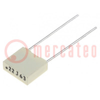 Capacitor: polyester; 220nF; 40VAC; 63VDC; 5mm; ±5%; 2.5x6.5x7.2mm