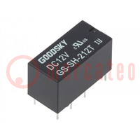 Relè: elettromagnetico; DPDT; Ubobina: 12VDC; 2A; 1A/120VAC; PCB