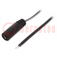 Cavo; 2x0,5mm2; cavo,DC 5,5/2,1 presa; dritto; nero; 0,2m