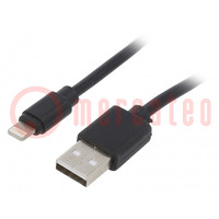 Kabel; USB 2.0; Apple Lightning-Stecker,USB A-Stecker; 1m; PVC