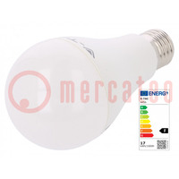 LED lamp; warm white; E27; 220/240VAC; 1521lm; P: 17W; 200°; 2700K
